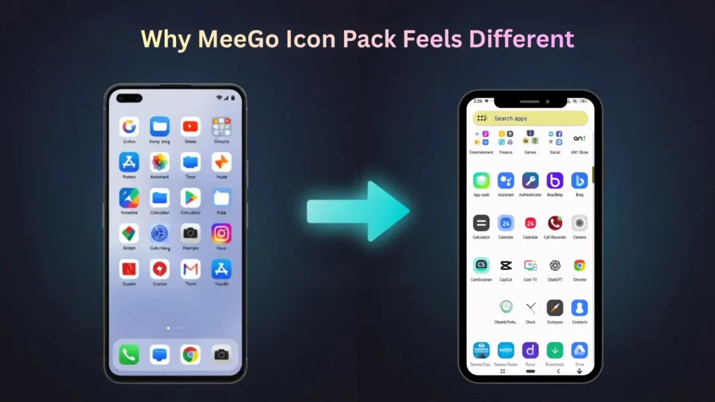Meego icon pack vs modern Android icons